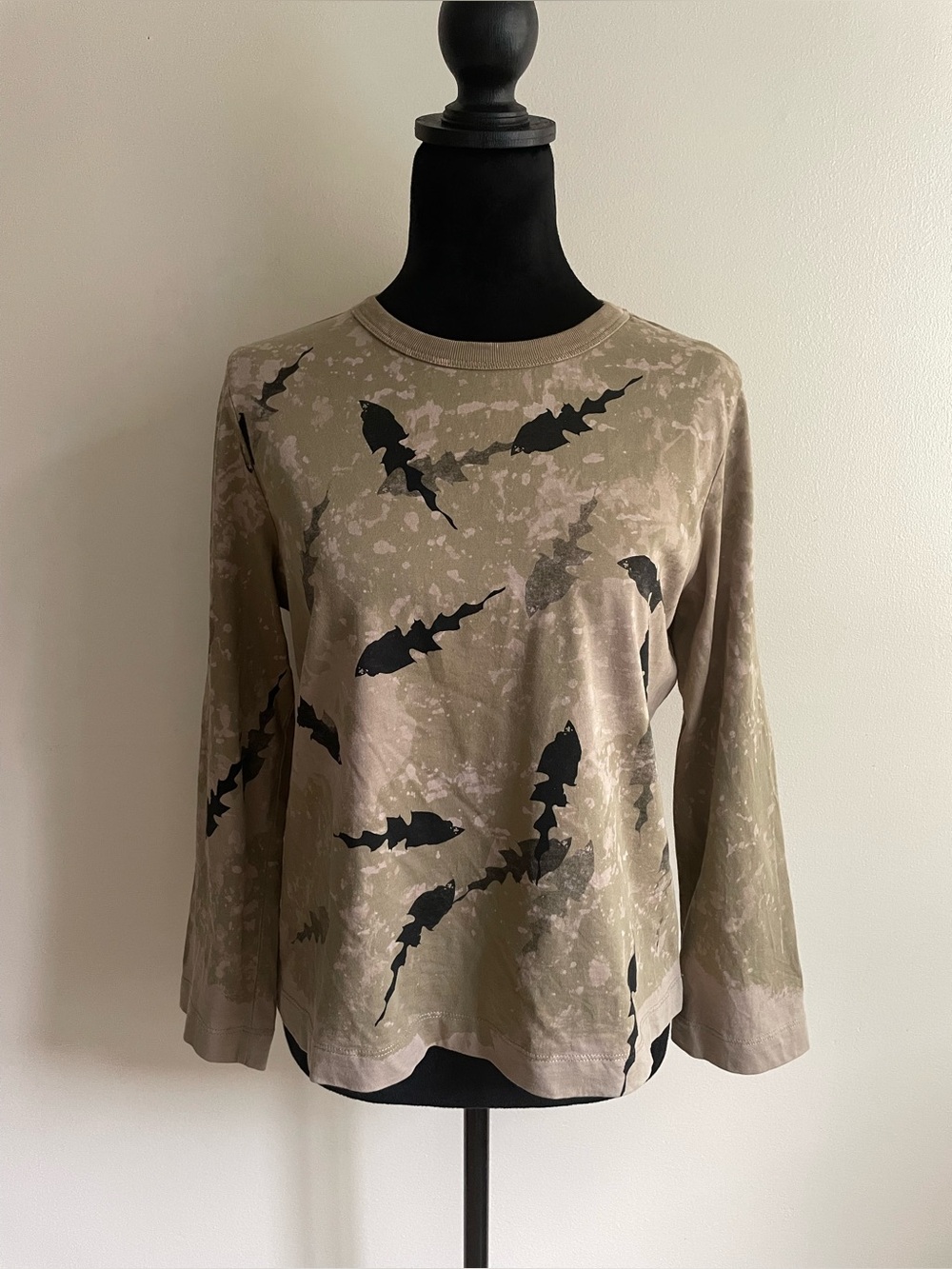 Frank And Oak Mineral Wash Abstract Graphic Long Sleeve Top S